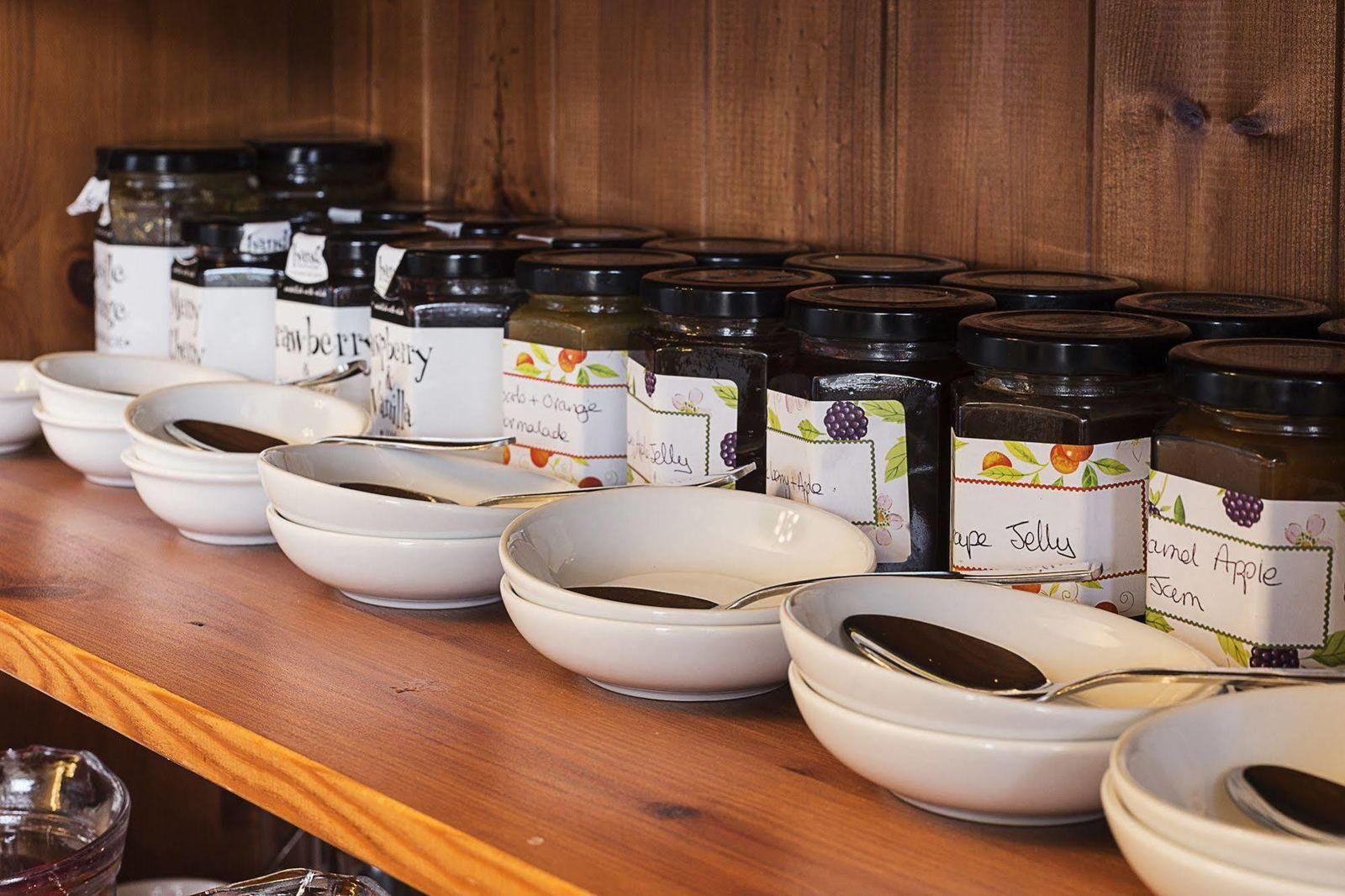 Shelves of homemade jams and preserves